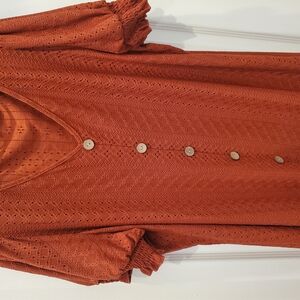 BloomChic Rust Button-Down Blouse